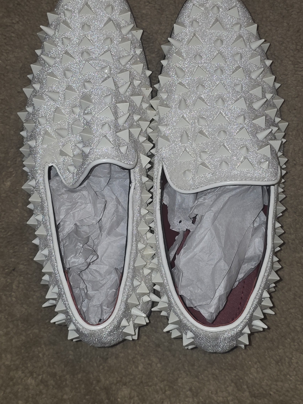 Men's White Studded Slip-On Loafers